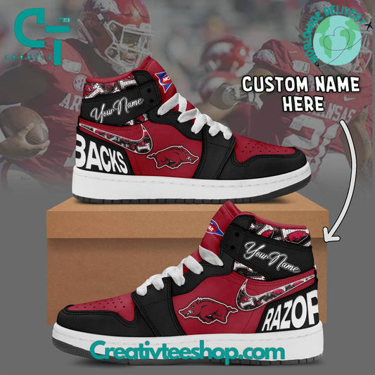 Ideafootwear Arkansas Razorbacks AJ1 High Sneakers Shoes For Men And Women 3