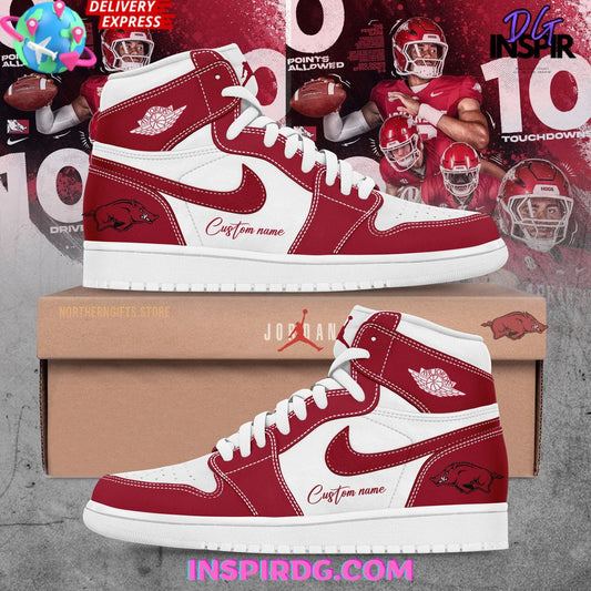 Ideafootwear Arkansas Razorbacks AJ1 High Sneakers Shoes For Men And Women 2