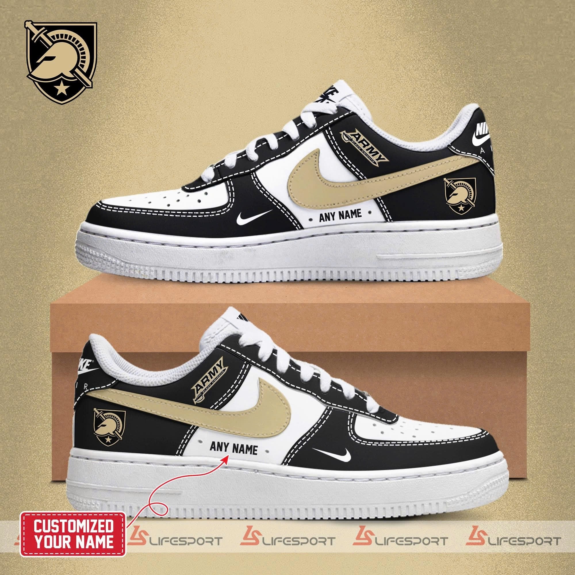 Ideafootwear Army Black Knights Air Low-Top Sneakers Shoes For Men And Women 1