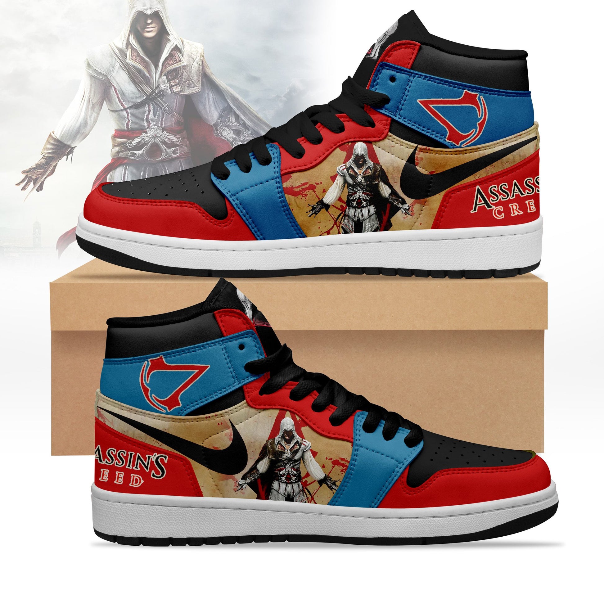 Ideafootwear Assassin's Creed AJ1 High Sneakers Shoes For Men And Women 4