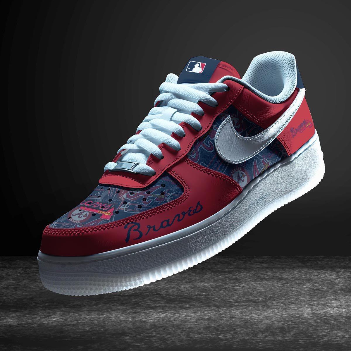 Ideafootwear Atlanta Braves Air Low-Top Sneakers Shoes For Men And Women 5