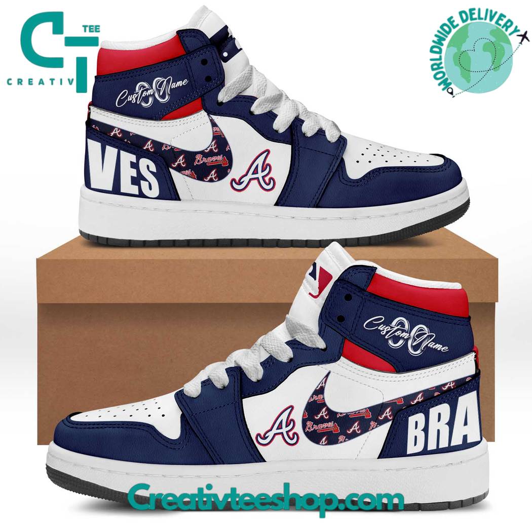 Ideafootwear Atlanta Braves AJ1 High Sneakers Shoes For Men And Women 7