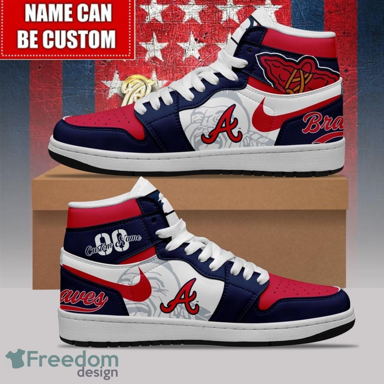 Ideafootwear Atlanta Braves AJ1 High Sneakers Shoes For Men And Women 1