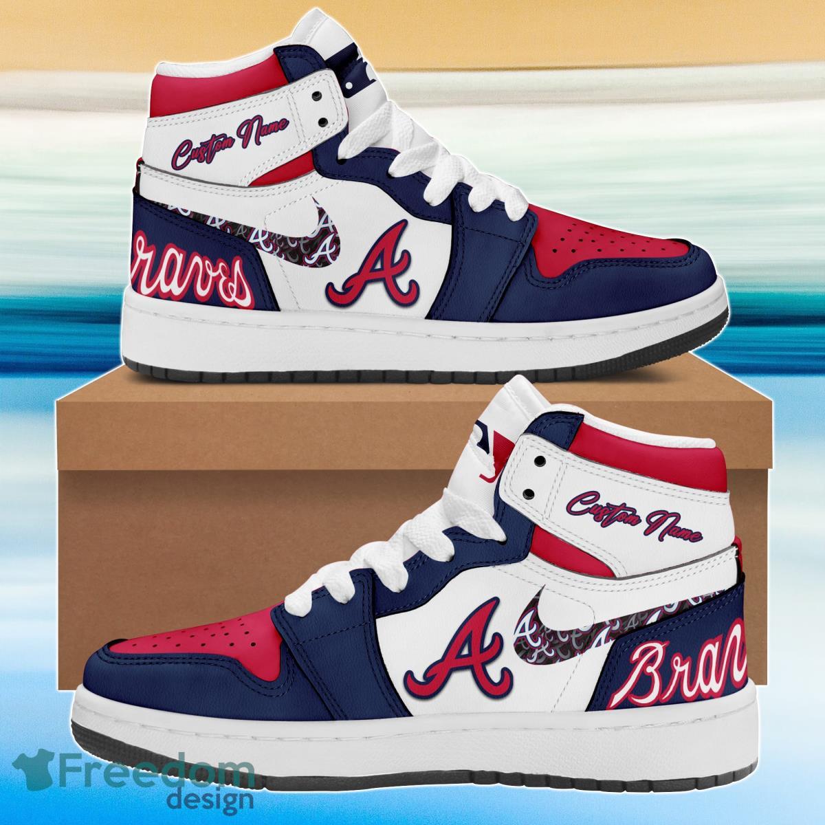 Ideafootwear Atlanta Braves AJ1 High Sneakers Shoes For Men And Women 2