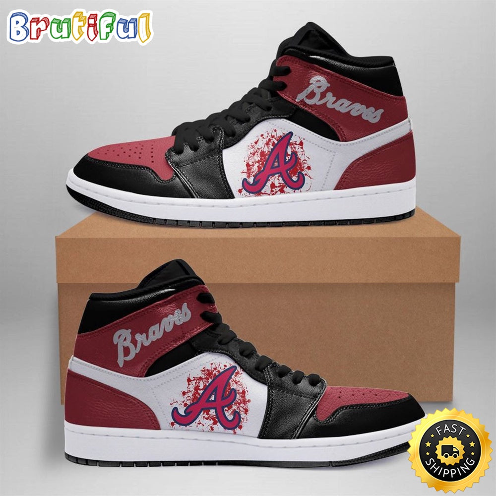 Ideafootwear Atlanta Braves MLB AJ1 High Sneakers Shoes For Men And Women 1