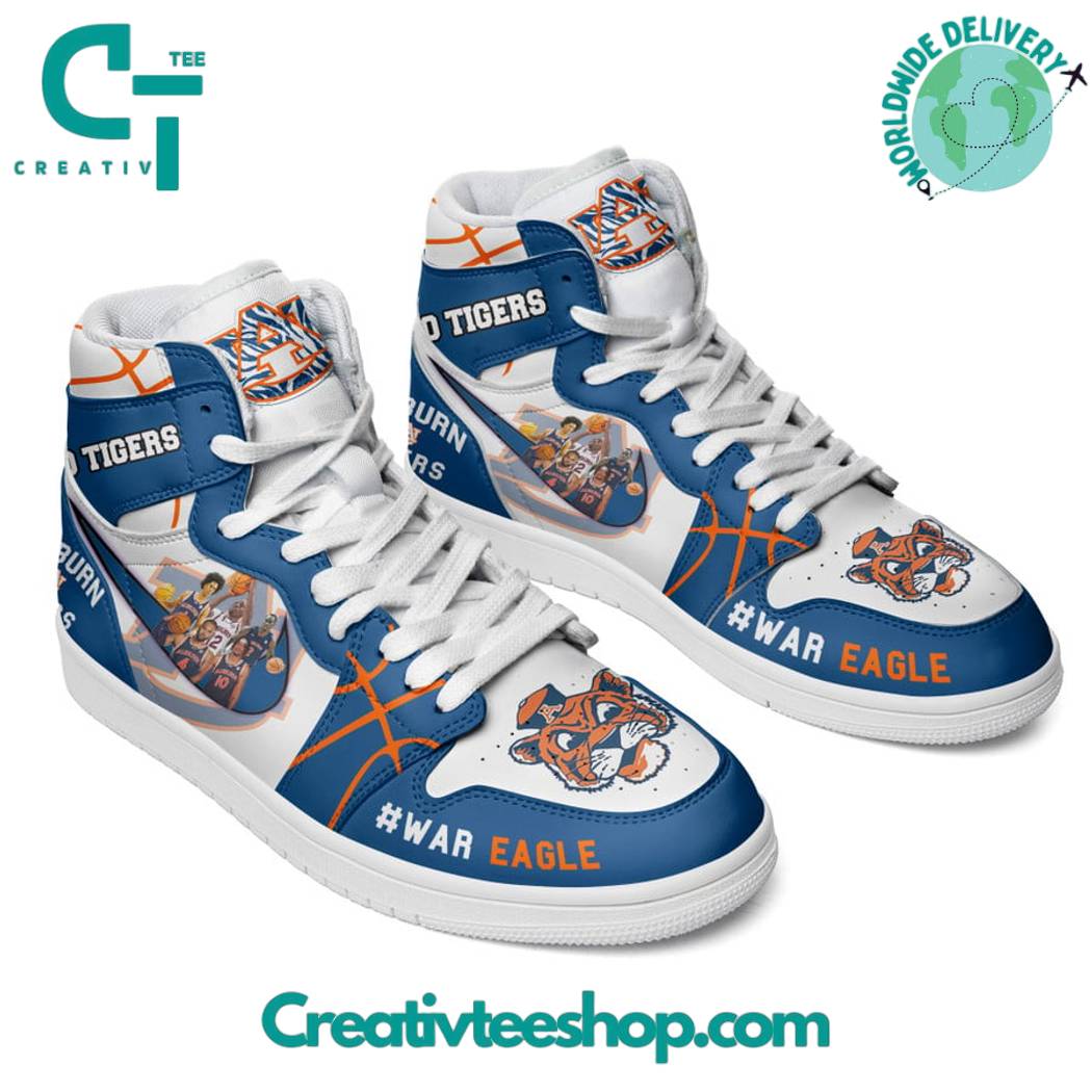 Ideafootwear Auburn Tigers AJ1 High Sneakers Shoes For Men And Women 6