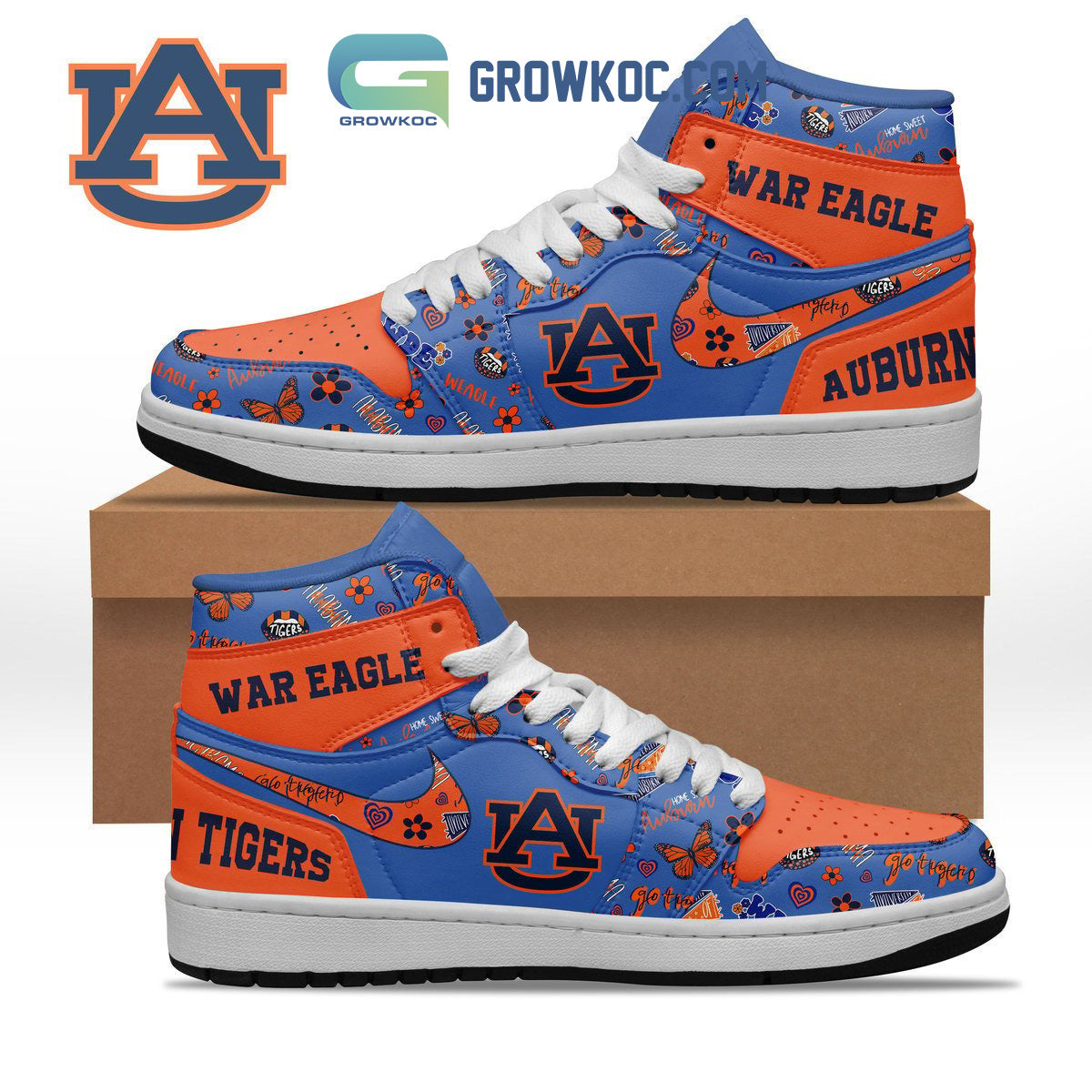 Ideafootwear Auburn Tigers AJ1 High Sneakers Shoes For Men And Women 5