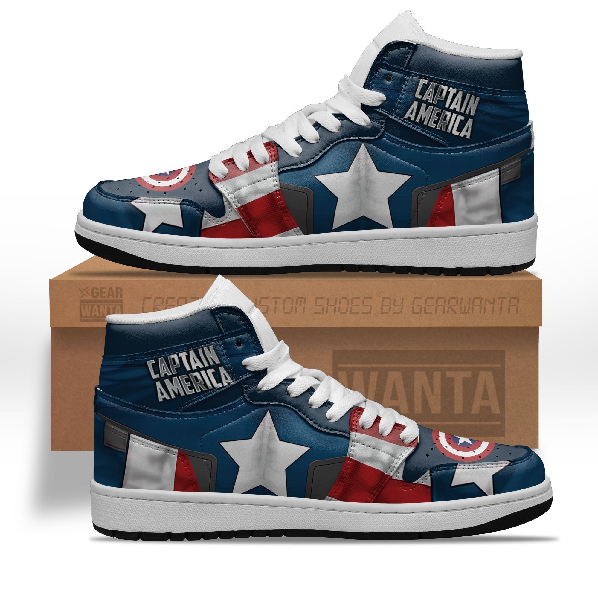 Ideafootwear Avenger Captain America AJ1 High Sneakers Shoes For Men And Women 1