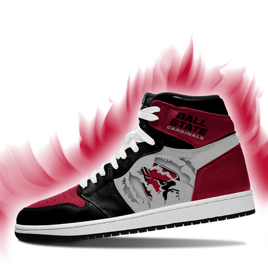 Ideafootwear Ball State Cardinals AJ1 High Sneakers Shoes For Men And Women 1