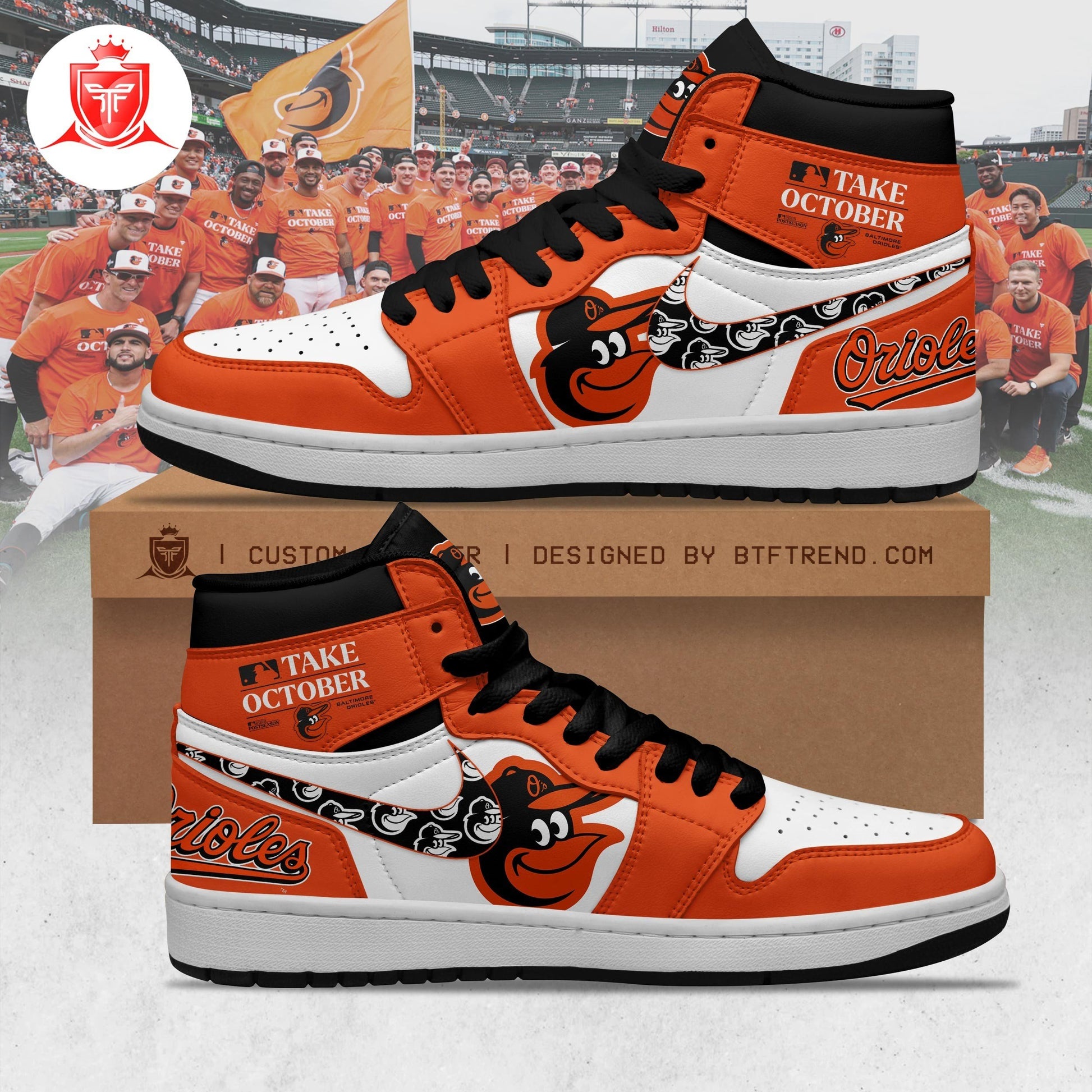 Ideafootwear Baltimore Orioles AJ1 High Sneakers Shoes For Men And Women 8