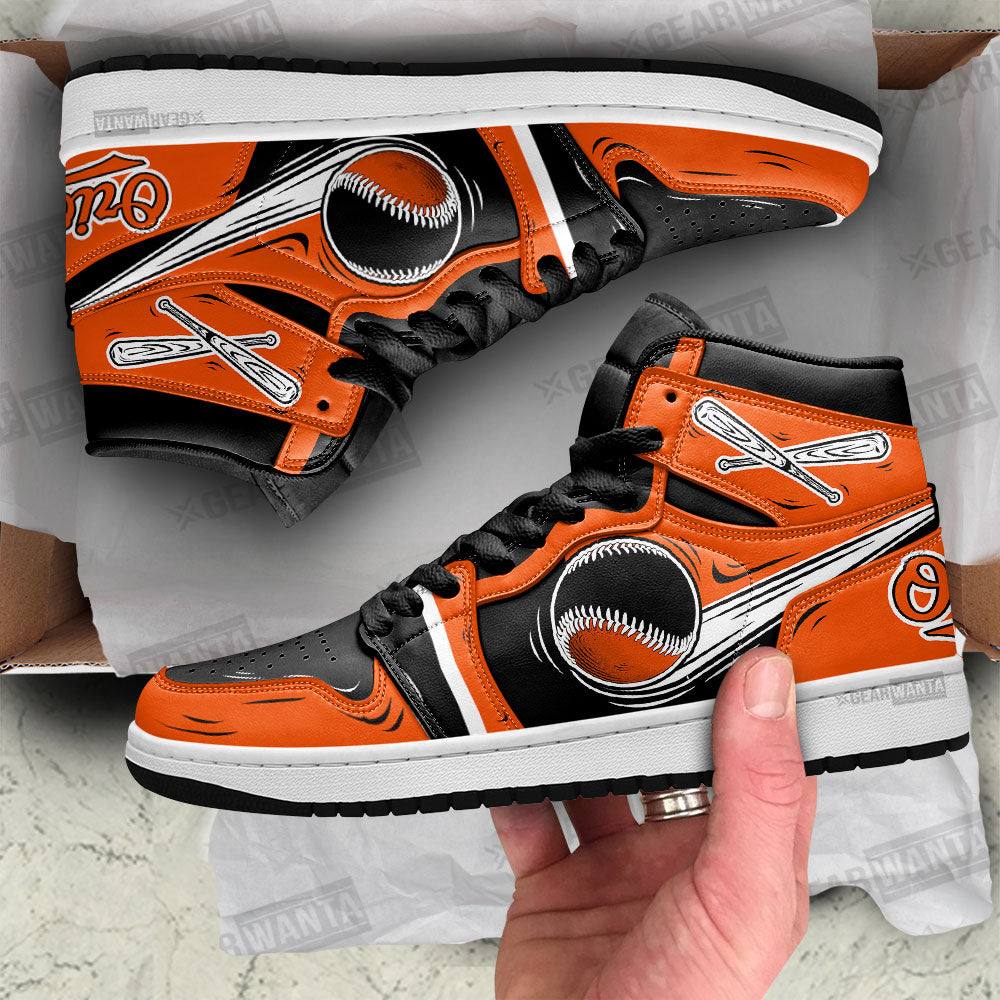 Ideafootwear Baltimore Orioles AJ1 High Sneakers Shoes For Men And Women 9