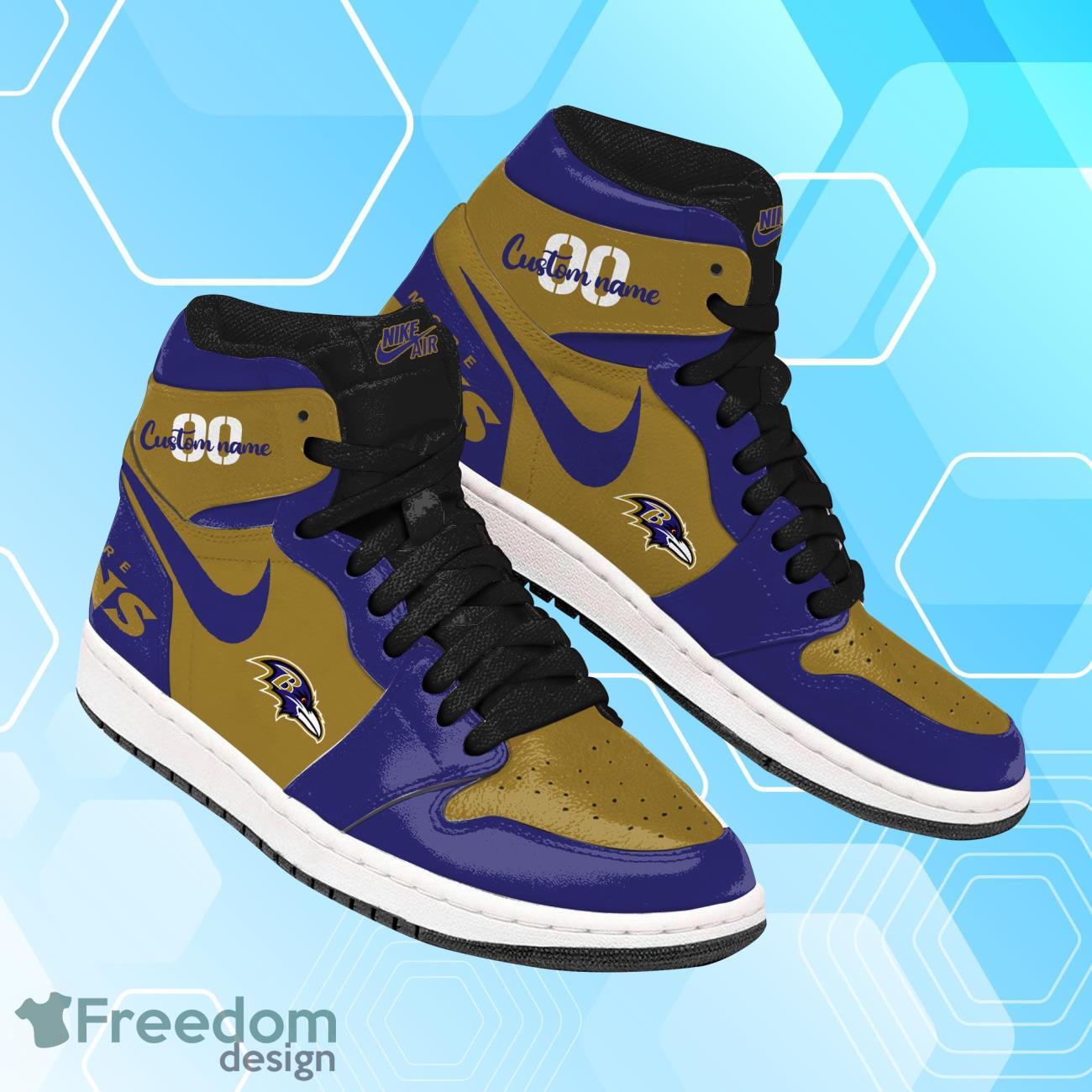 Ideafootwear Baltimore Ravens AJ1 High Sneakers Shoes For Men And Women 2