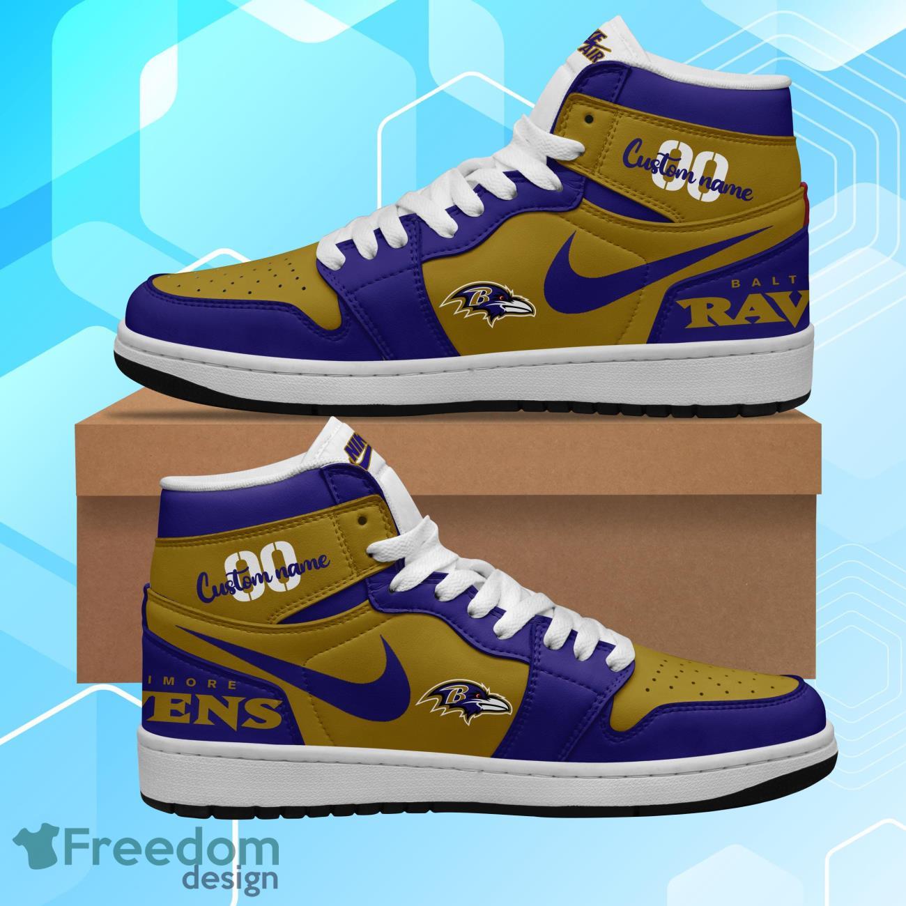 Ideafootwear Baltimore Ravens AJ1 High Sneakers Shoes For Men And Women 1