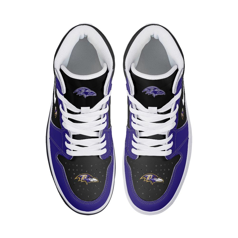Ideafootwear Baltimore Ravens AJ1 High Sneakers Shoes For Men And Women 8