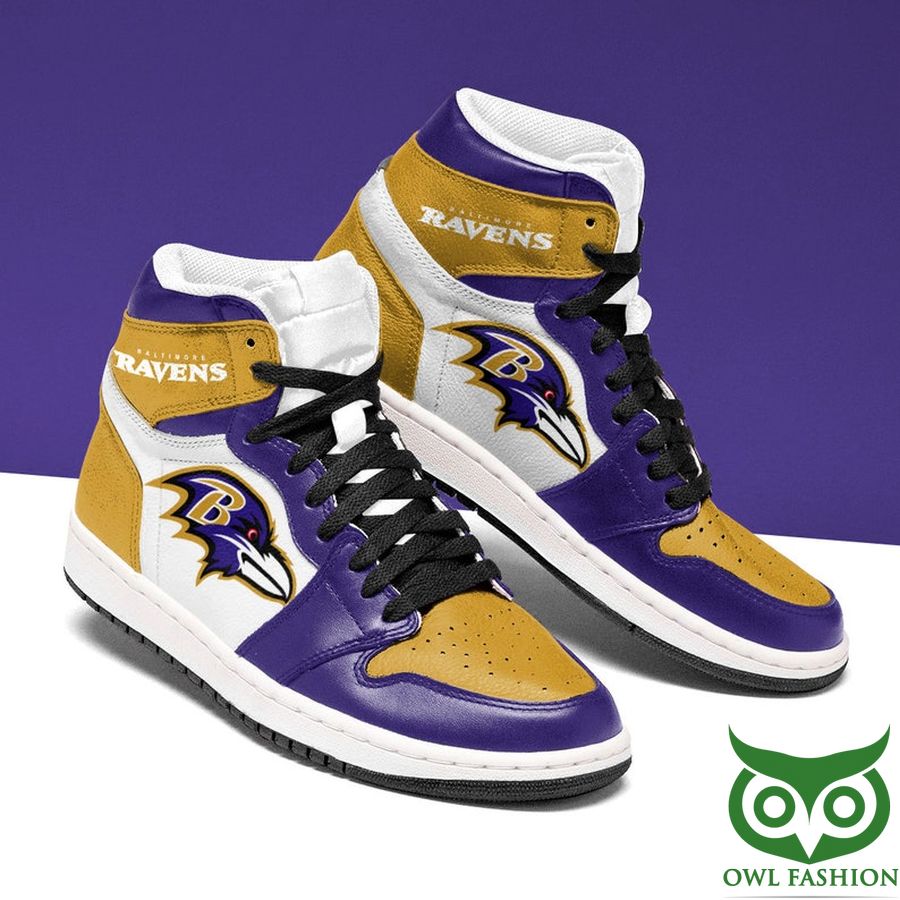 Ideafootwear Baltimore Ravens AJ1 High Sneakers Shoes For Men And Women 15