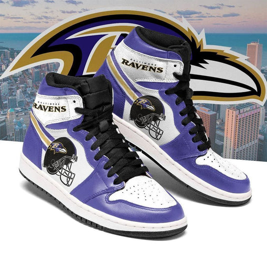 Ideafootwear Baltimore Ravens AJ1 High Sneakers Shoes For Men And Women 10