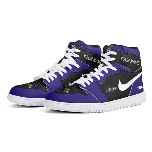 Ideafootwear Baltimore Ravens AJ1 High Sneakers Shoes For Men And Women 8