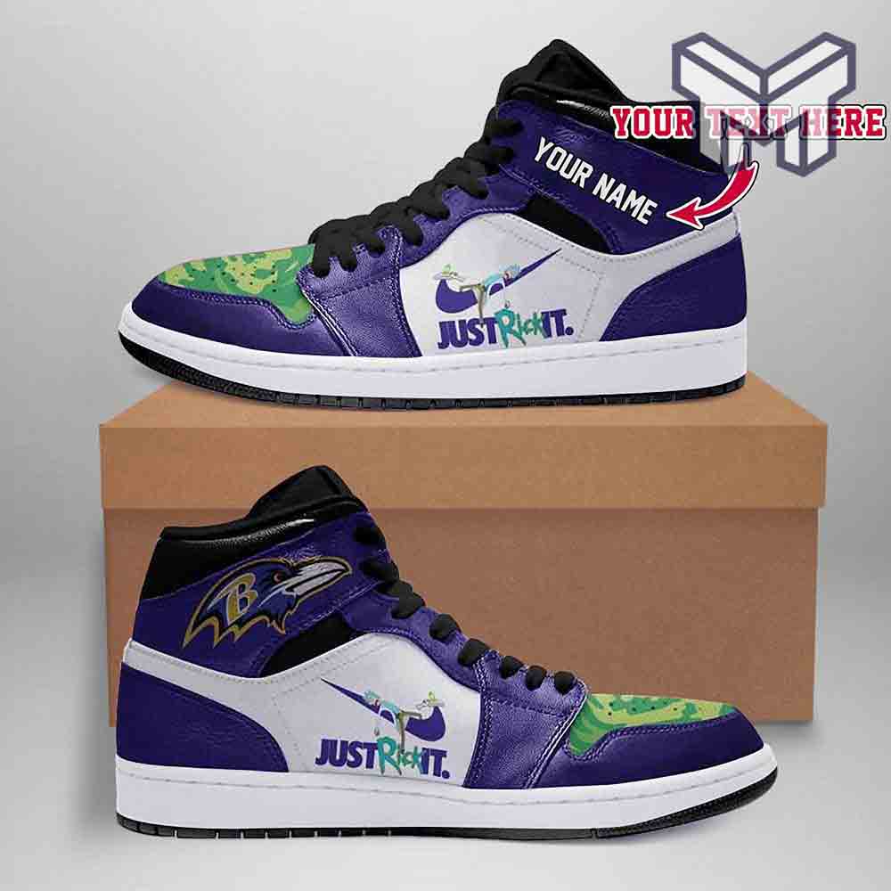 Ideafootwear Baltimore Ravens AJ1 High Sneakers Shoes For Men And Women 3