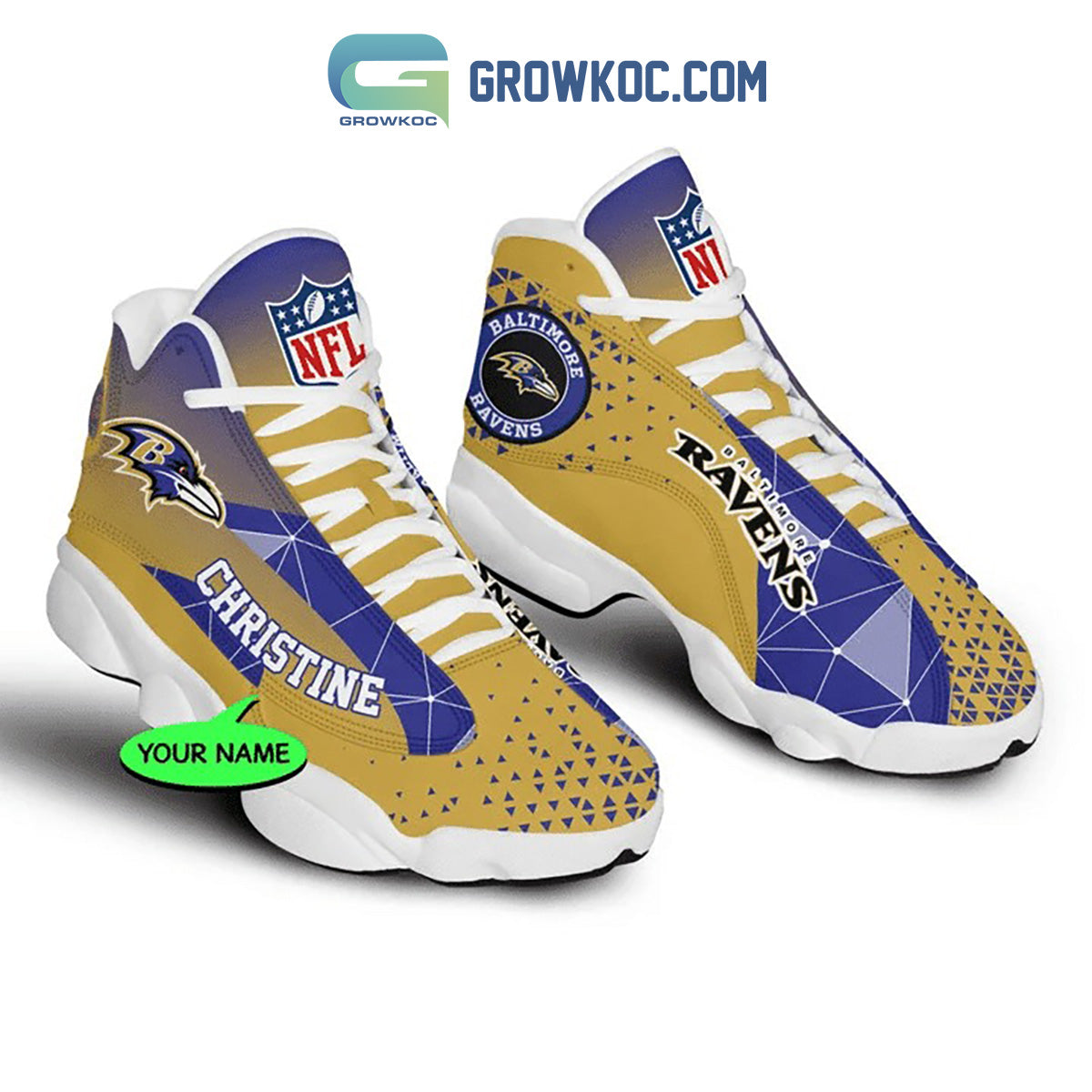 Ideafootwear Baltimore Ravens AJ13 Sneakers Shoes For Men And Women 8