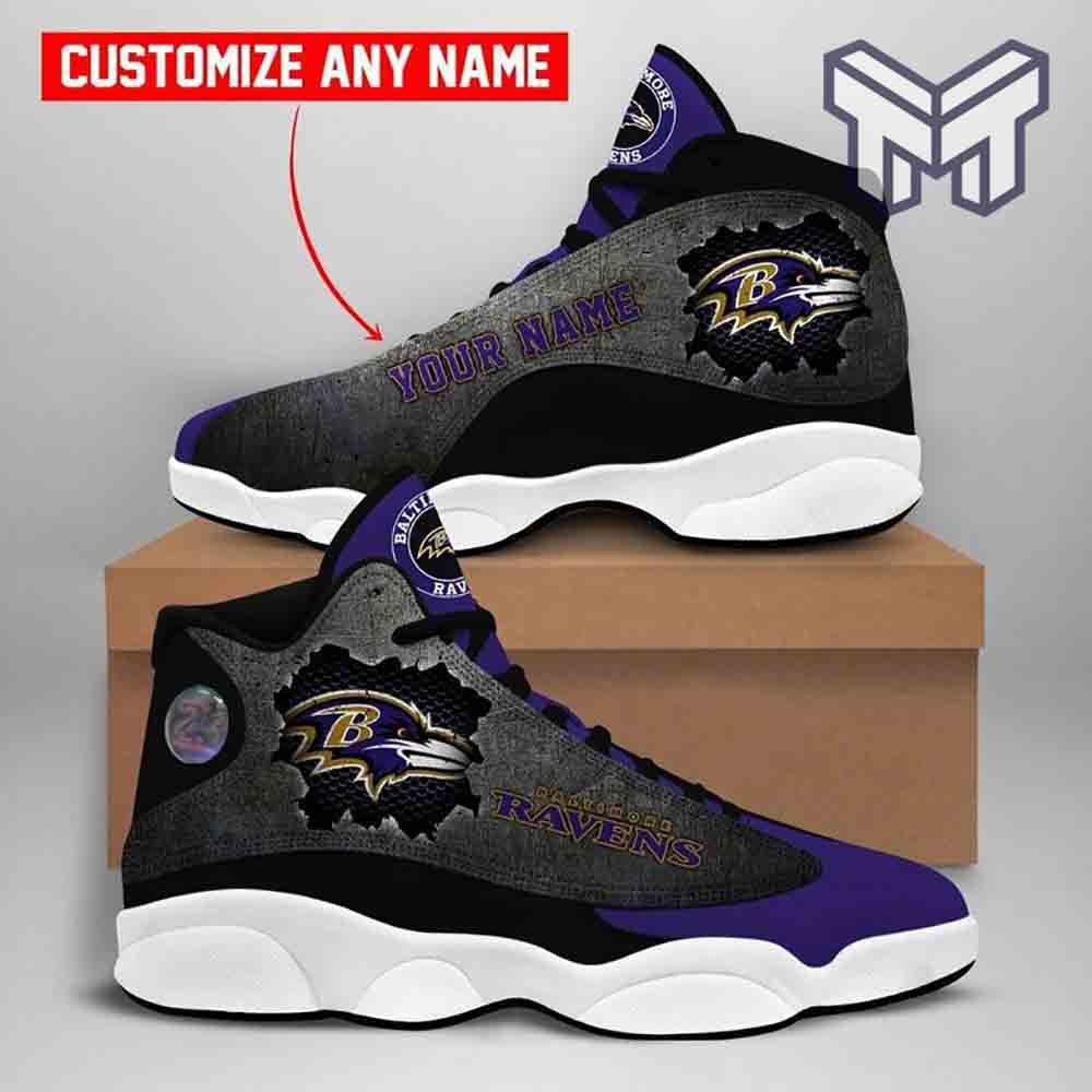Ideafootwear Baltimore Ravens AJ13 Sneakers Shoes For Men And Women 1