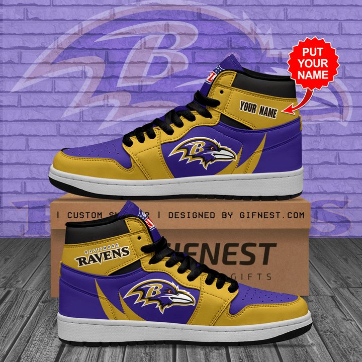 Ideafootwear Baltimore Ravens NFL AJ1 High Sneakers Shoes For Men And Women 4