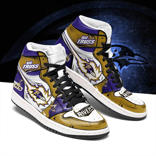 Ideafootwear Baltimore Ravens NFL AJ1 High Sneakers Shoes For Men And Women 6