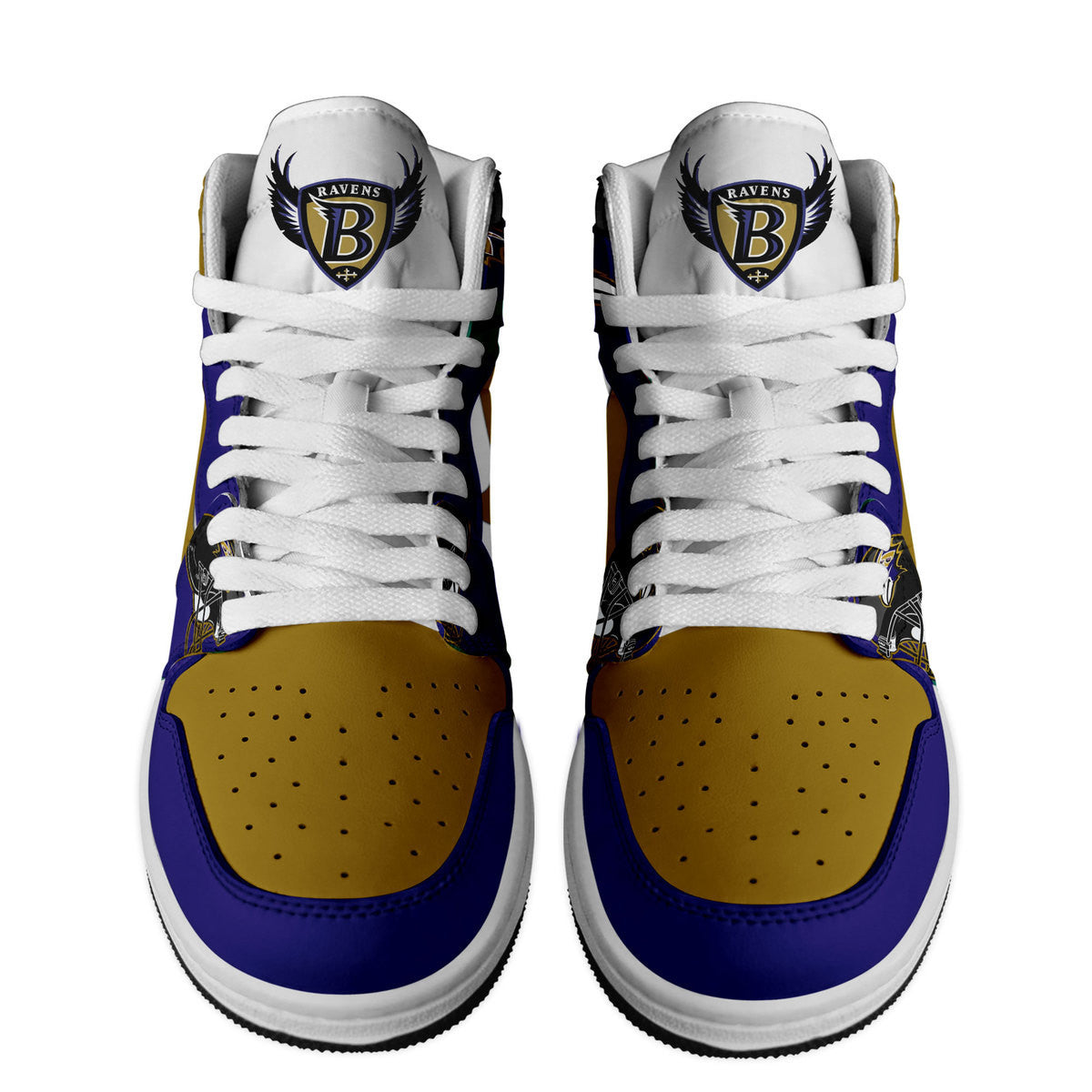 Ideafootwear Baltimore Ravens AJ1 High Sneakers Shoes For Men And Women 20