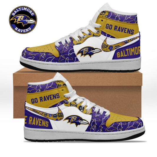 Ideafootwear Baltimore Ravens AJ1 High Sneakers Shoes For Men And Women 19