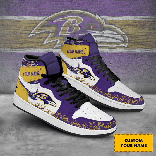 Ideafootwear Baltimore Ravens AJ1 High Sneakers Shoes For Men And Women 17