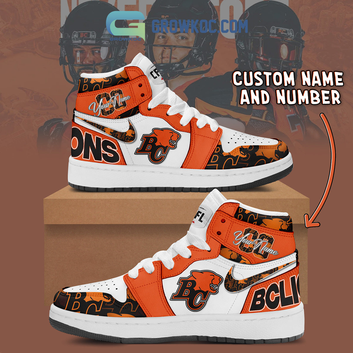 Ideafootwear BC Lions AJ1 High Sneakers Shoes For Men And Women 2