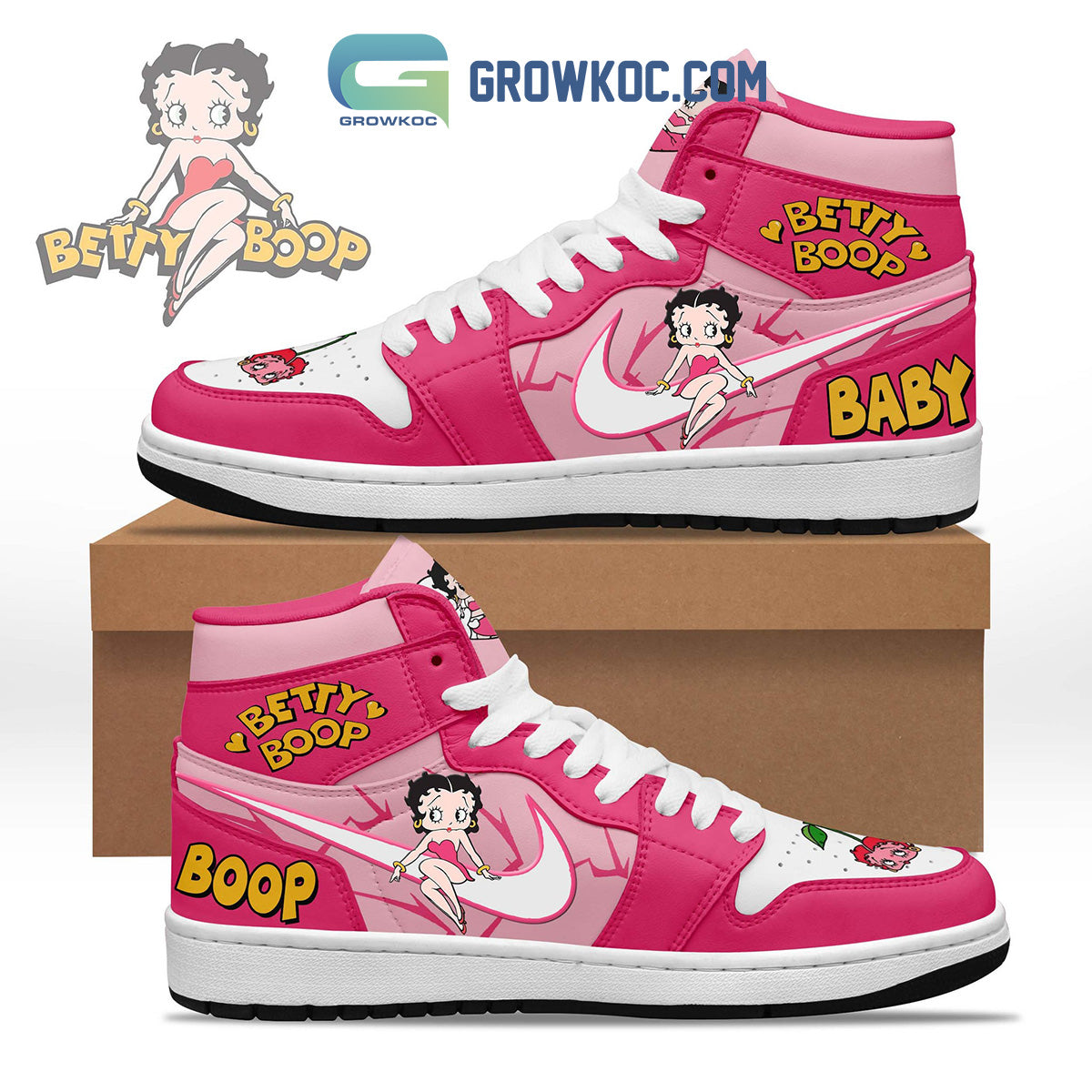 Ideafootwear Betty Boop AJ1 High Sneakers Shoes For Men And Women 1