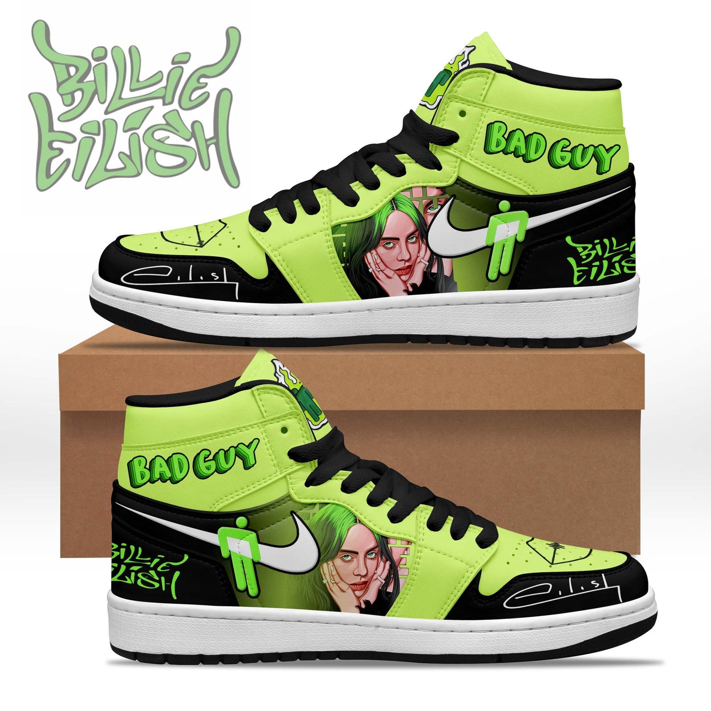 Ideafootwear Billie Eilish AJ1 High Sneakers Shoes For Men And Women 3