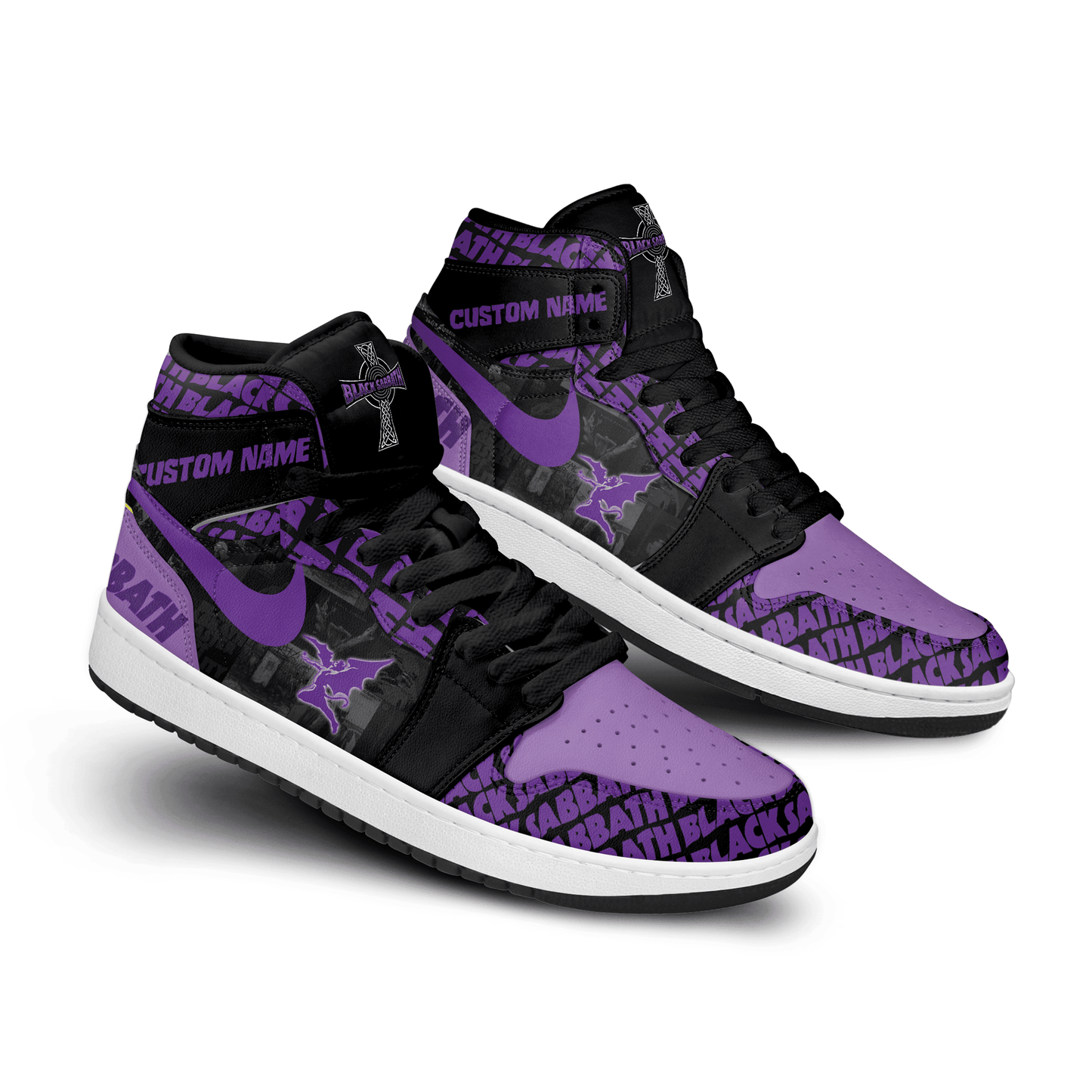 Ideafootwear Black Sabbath AJ1 High Sneakers Shoes For Men And Women 4