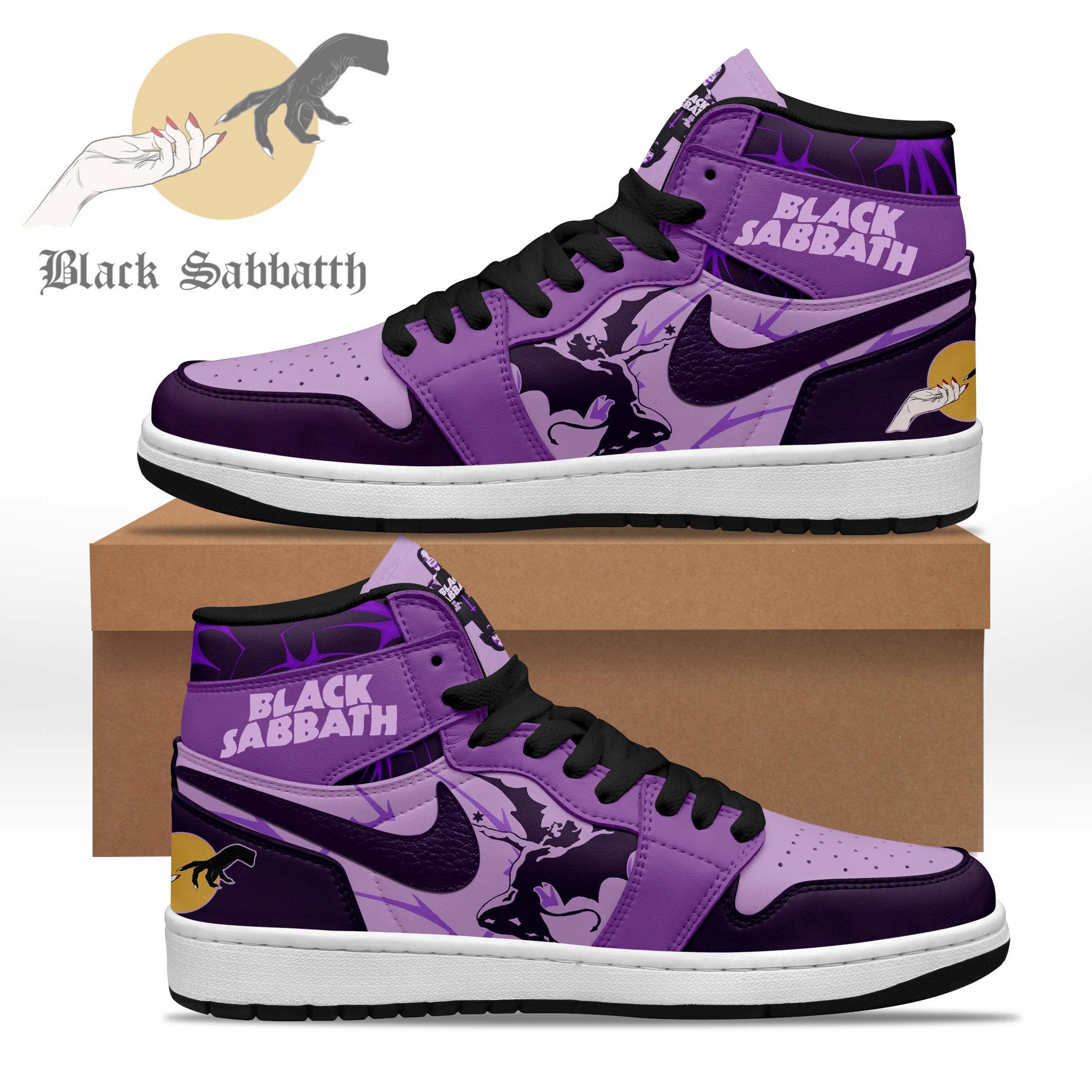 Ideafootwear Black Sabbath AJ1 High Sneakers Shoes For Men And Women 3