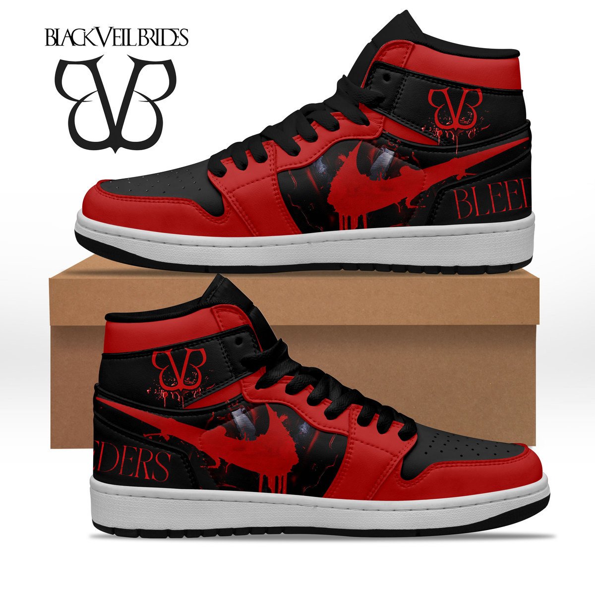 Ideafootwear Black Veil Brides AJ1 High Sneakers Shoes For Men And Women 1
