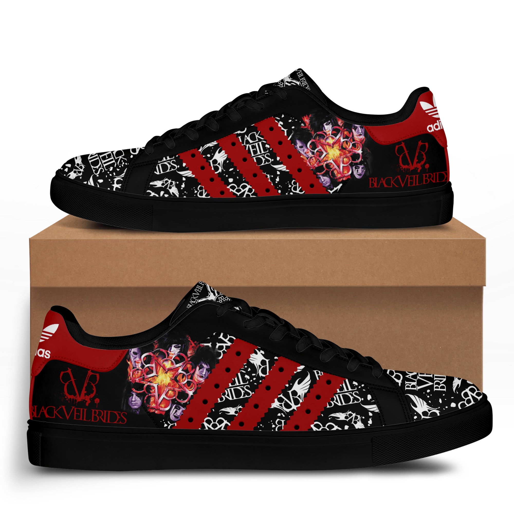 Ideafootwear Black Veil Brides Skate Stan Shoes Sneakes For Men And Women  2