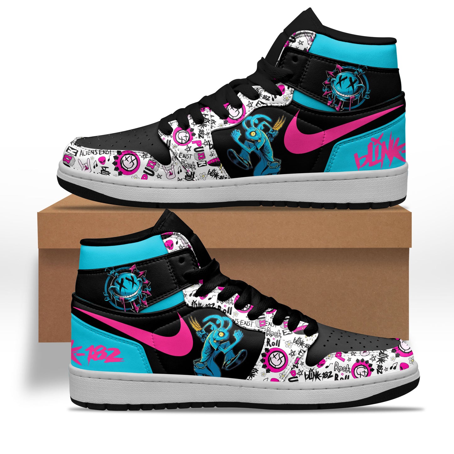 Ideafootwear Blink 182 AJ1 High Sneakers Shoes For Men And Women 8