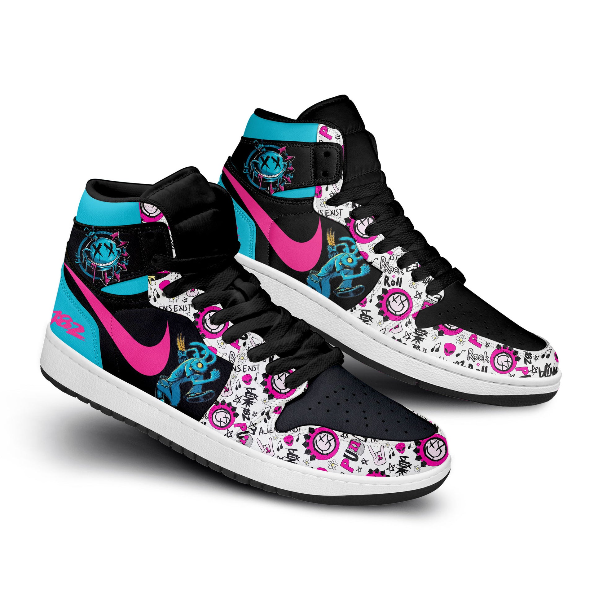 Ideafootwear Blink 182 AJ1 High Sneakers Shoes For Men And Women 8