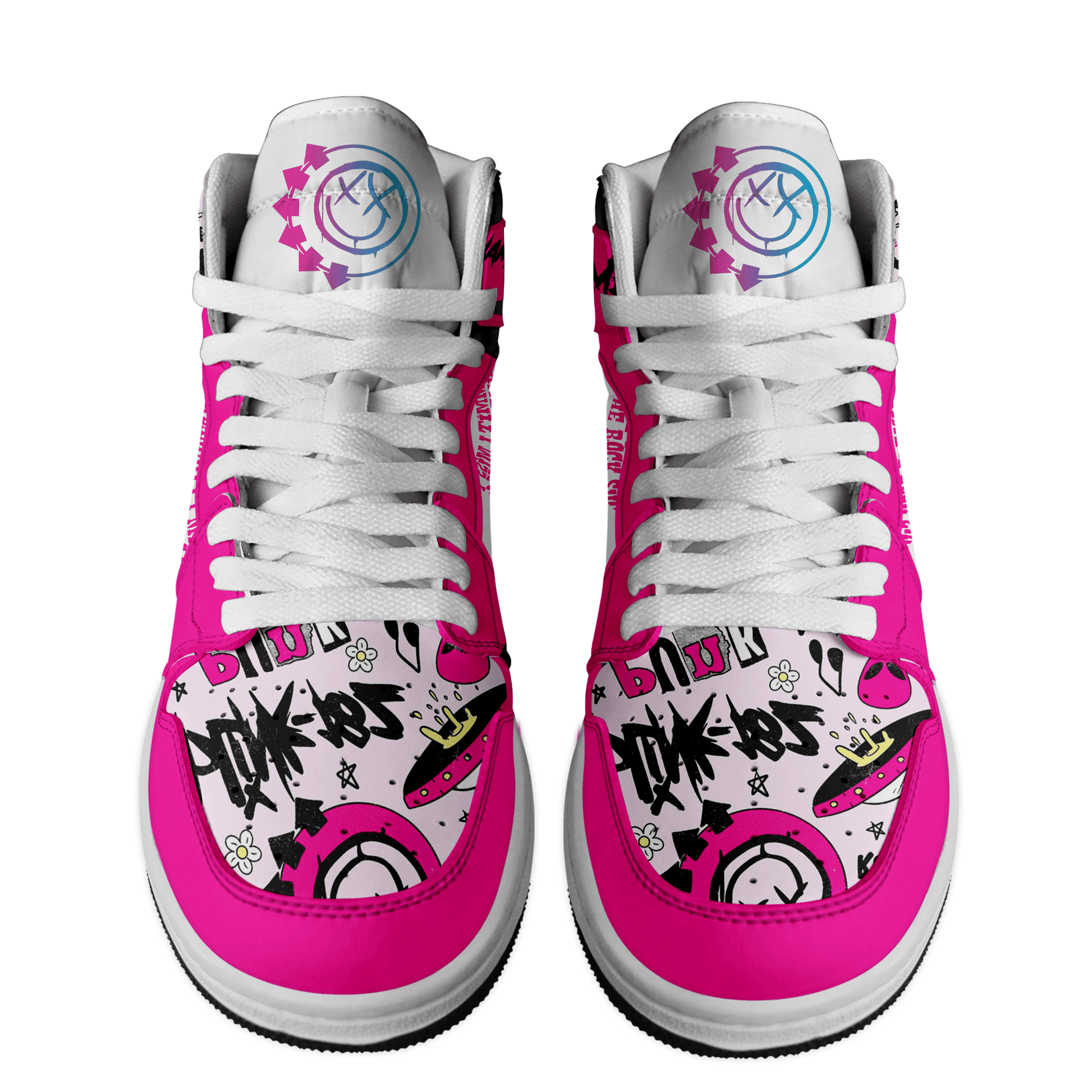 Ideafootwear Blink 182 AJ1 High Sneakers Shoes For Men And Women 14