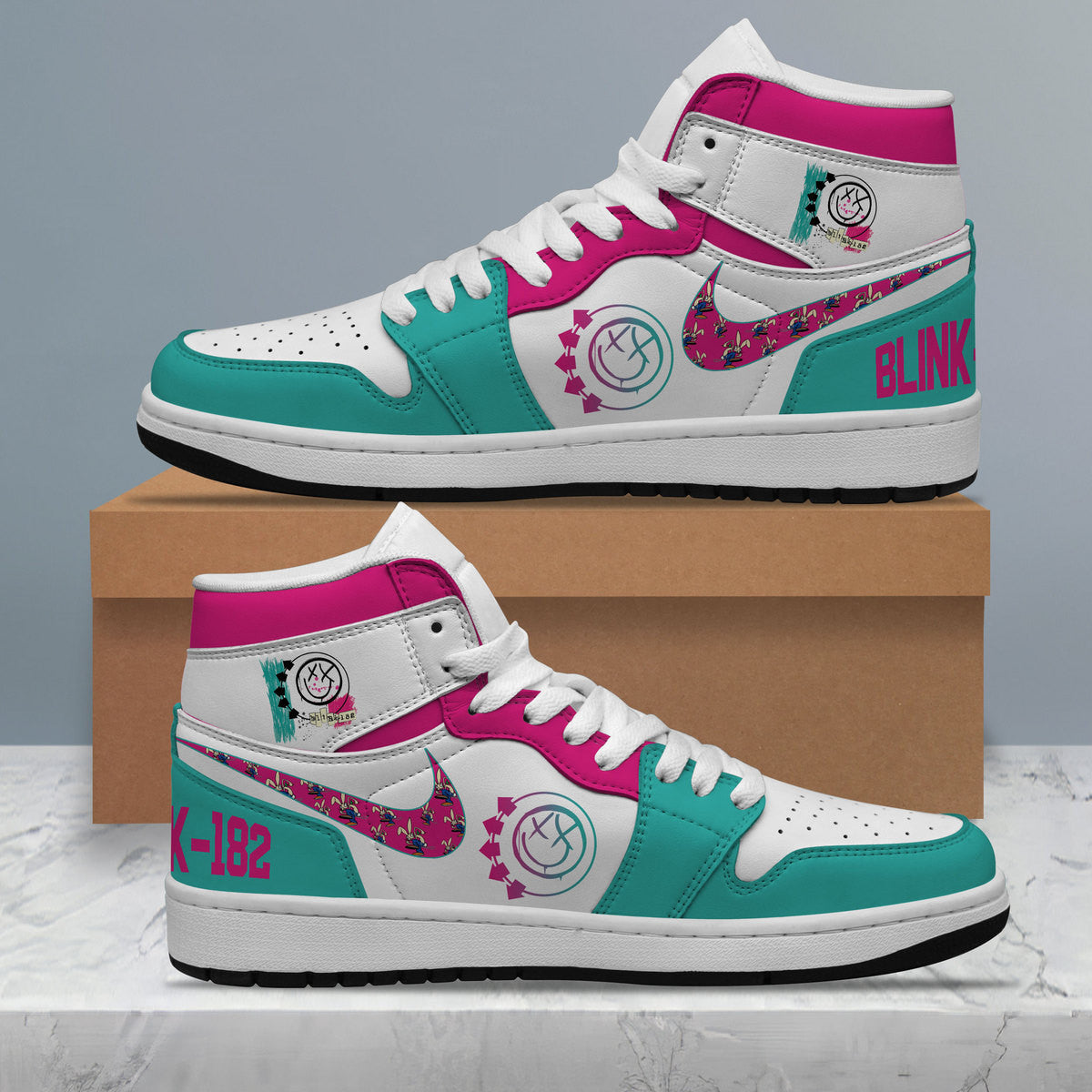 Ideafootwear Blink 182 AJ1 High Sneakers Shoes For Men And Women 7