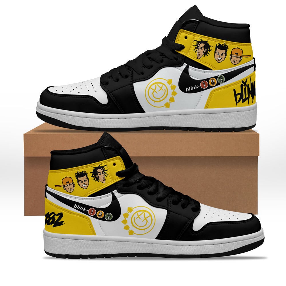 Ideafootwear Blink 182 AJ1 High Sneakers Shoes For Men And Women 15