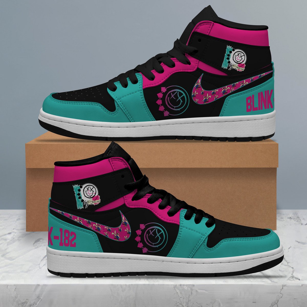Ideafootwear Blink 182 AJ1 High Sneakers Shoes For Men And Women 12