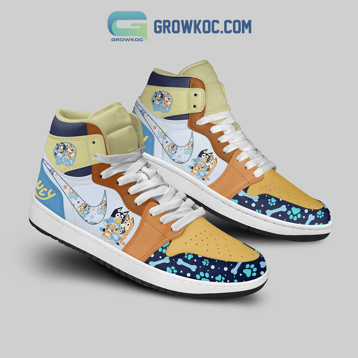 Ideafootwear Bluey AJ1 High Sneakers Shoes For Men And Women 2