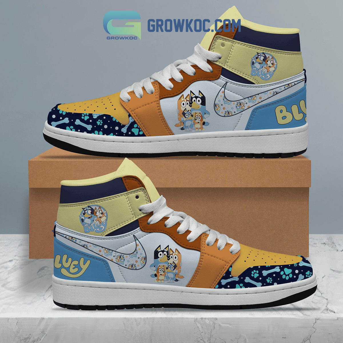 Ideafootwear Bluey AJ1 High Sneakers Shoes For Men And Women 2
