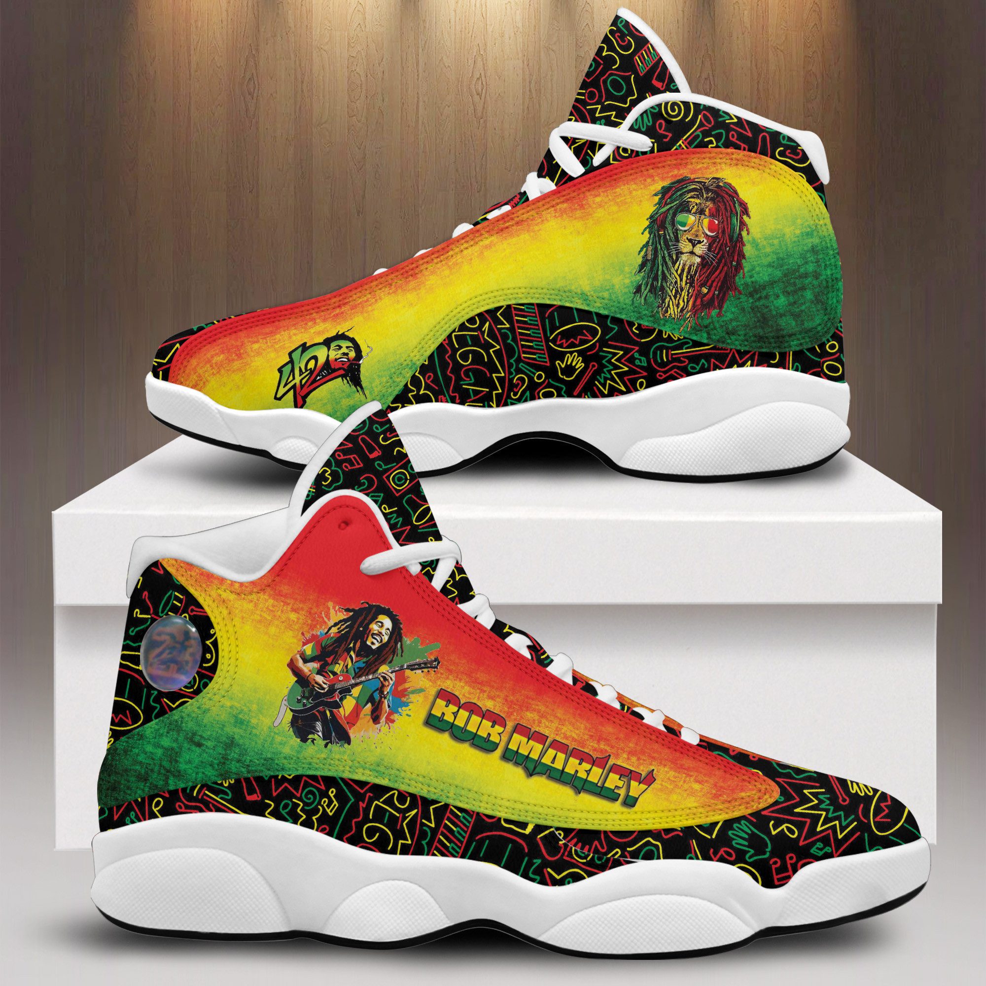 Ideafootwear Bob Marley AJ13 Sneakers Shoes For Men And Women 1