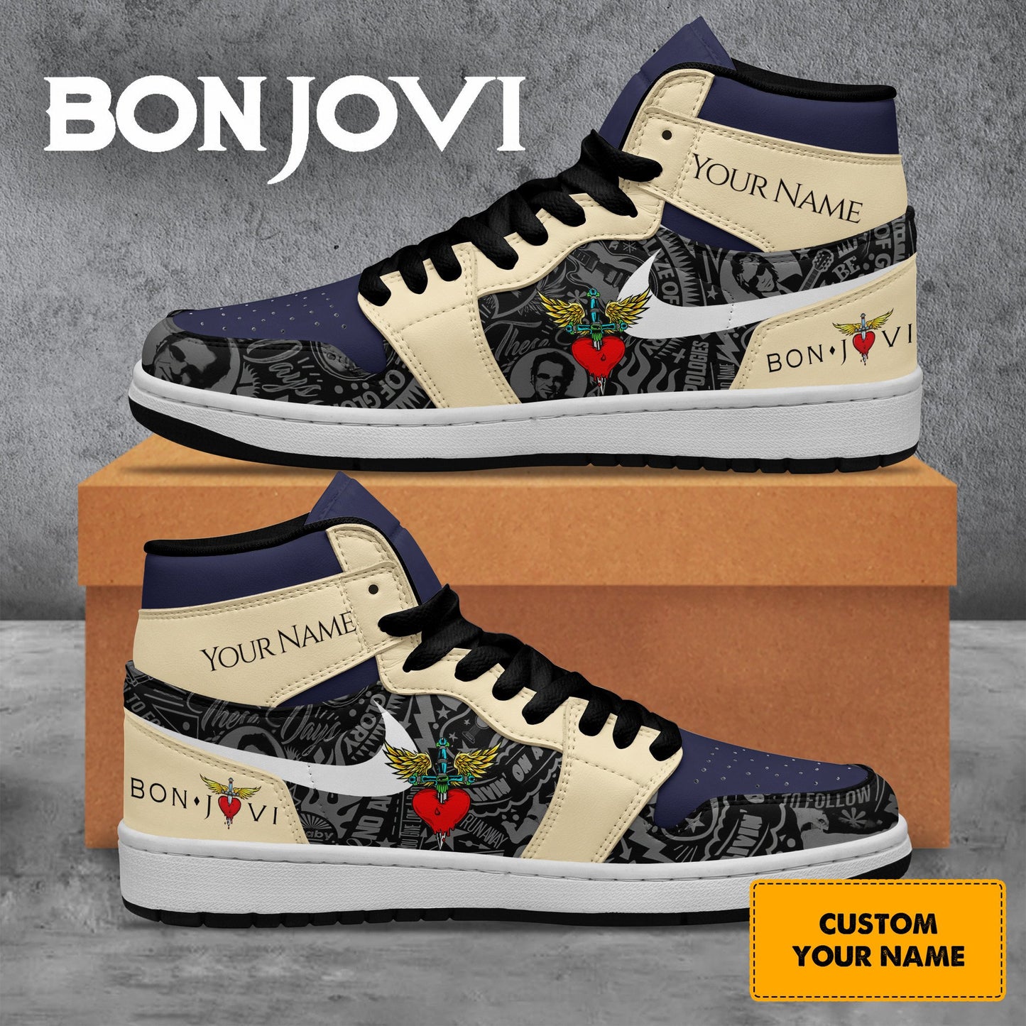 Ideafootwear Bon Jovi AJ1 High Sneakers Shoes For Men And Women 12