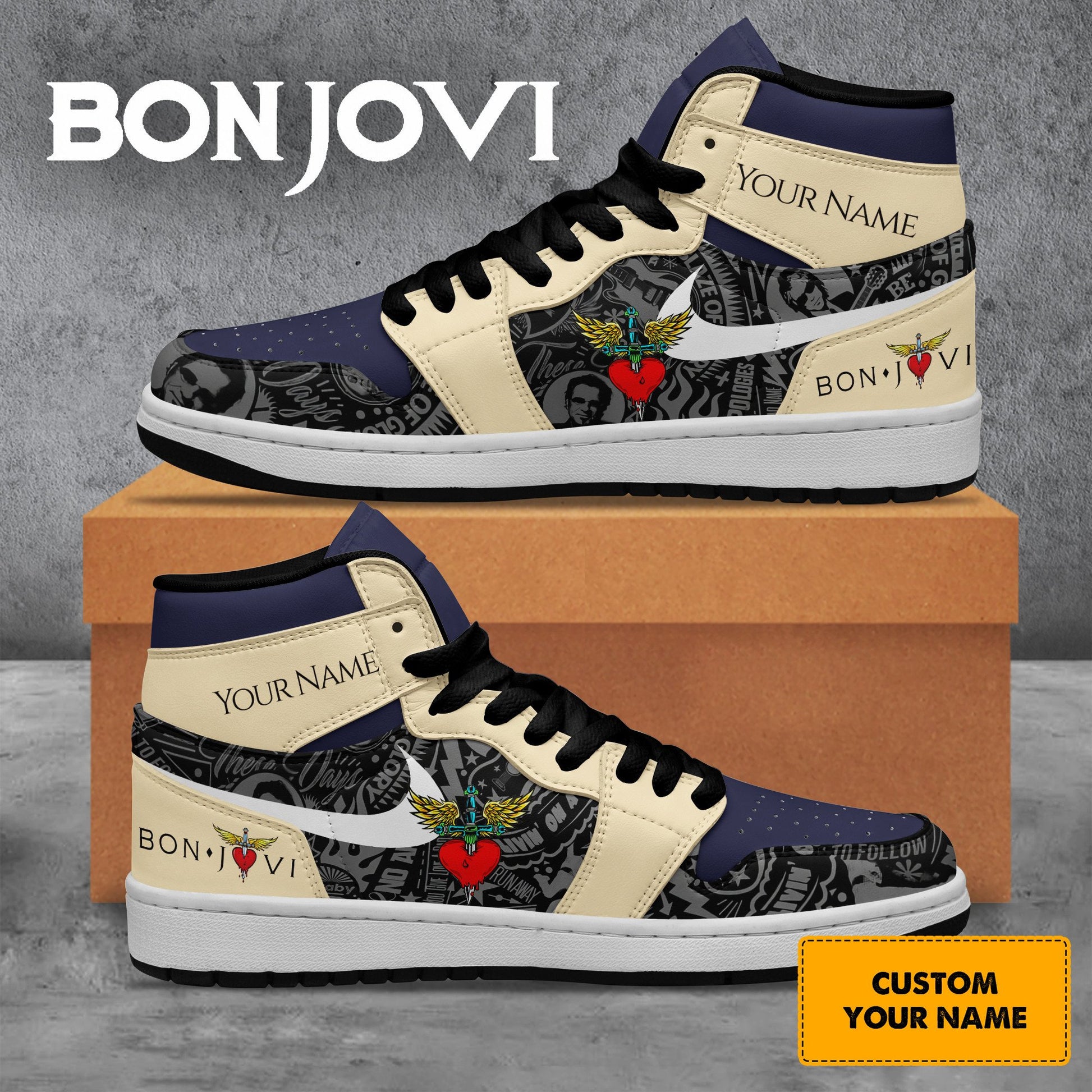 Ideafootwear Bon Jovi AJ1 High Sneakers Shoes For Men And Women 12