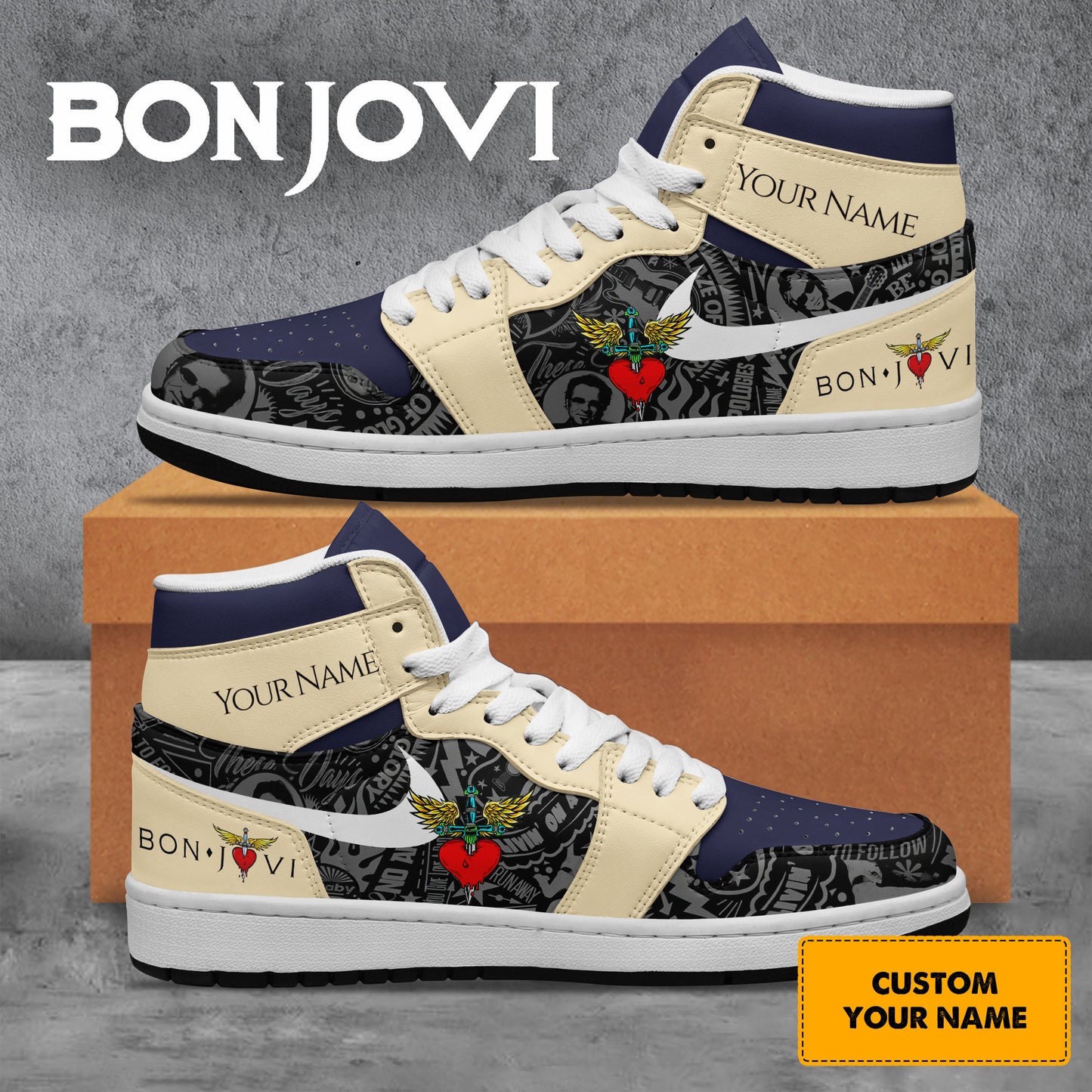Ideafootwear Bon Jovi AJ1 High Sneakers Shoes For Men And Women 11