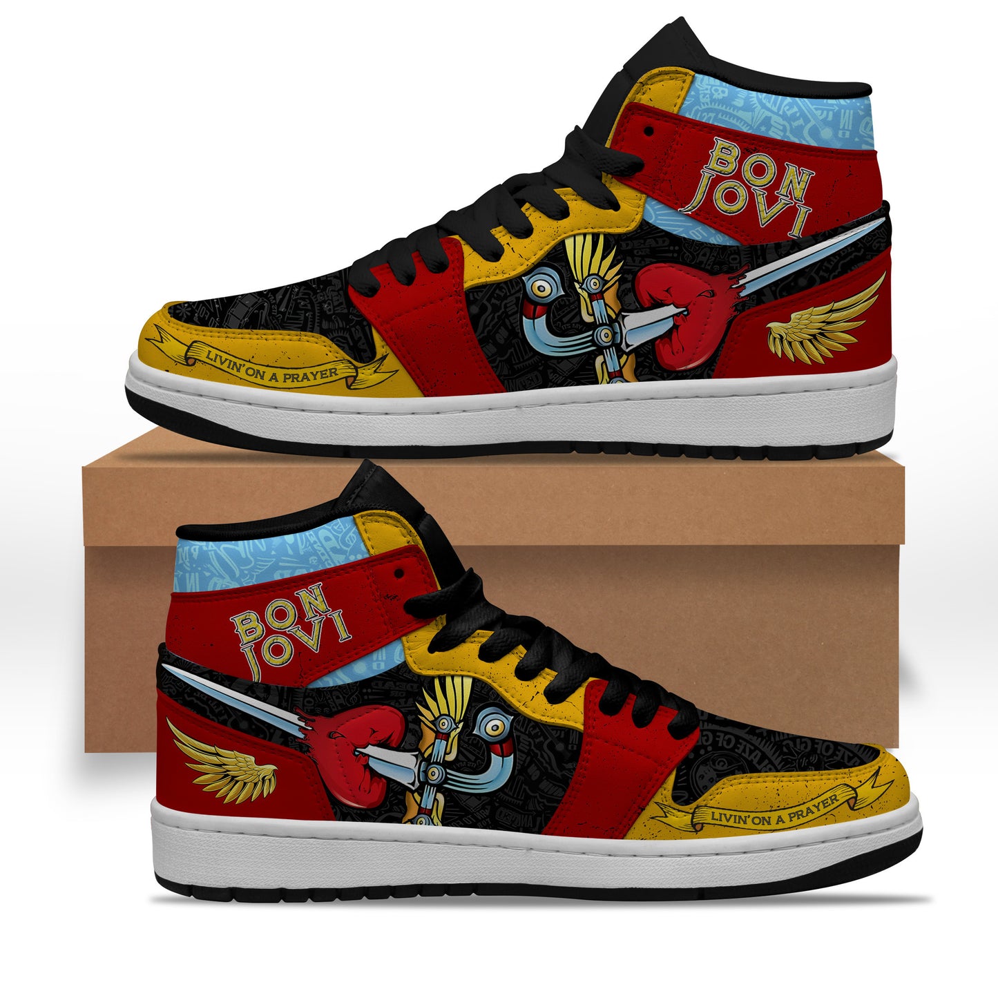 Ideafootwear Bon Jovi AJ1 High Sneakers Shoes For Men And Women 13