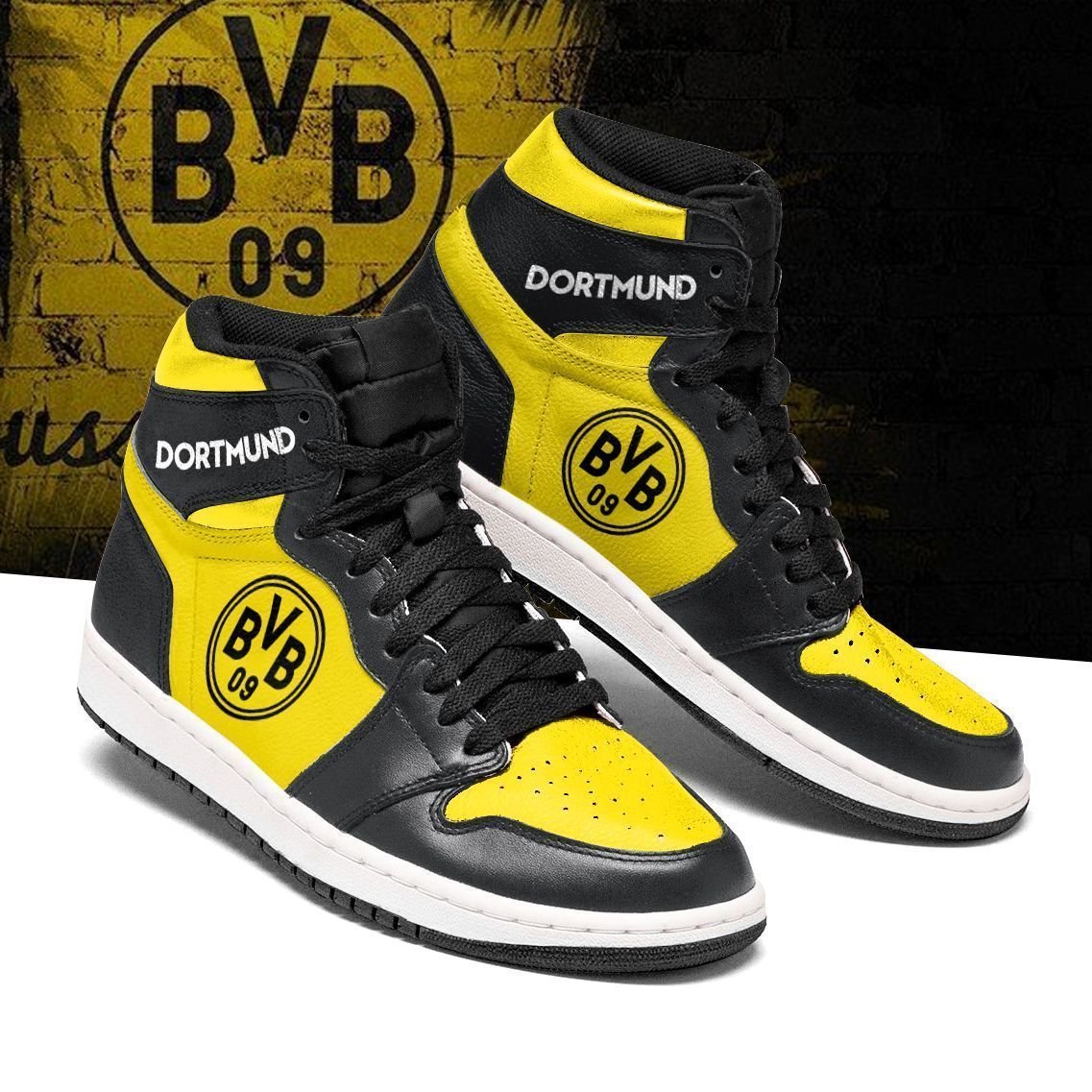 Ideafootwear Borussia Dortmund Bundesliga AJ1 High Sneakers Shoes For Men And Women 1